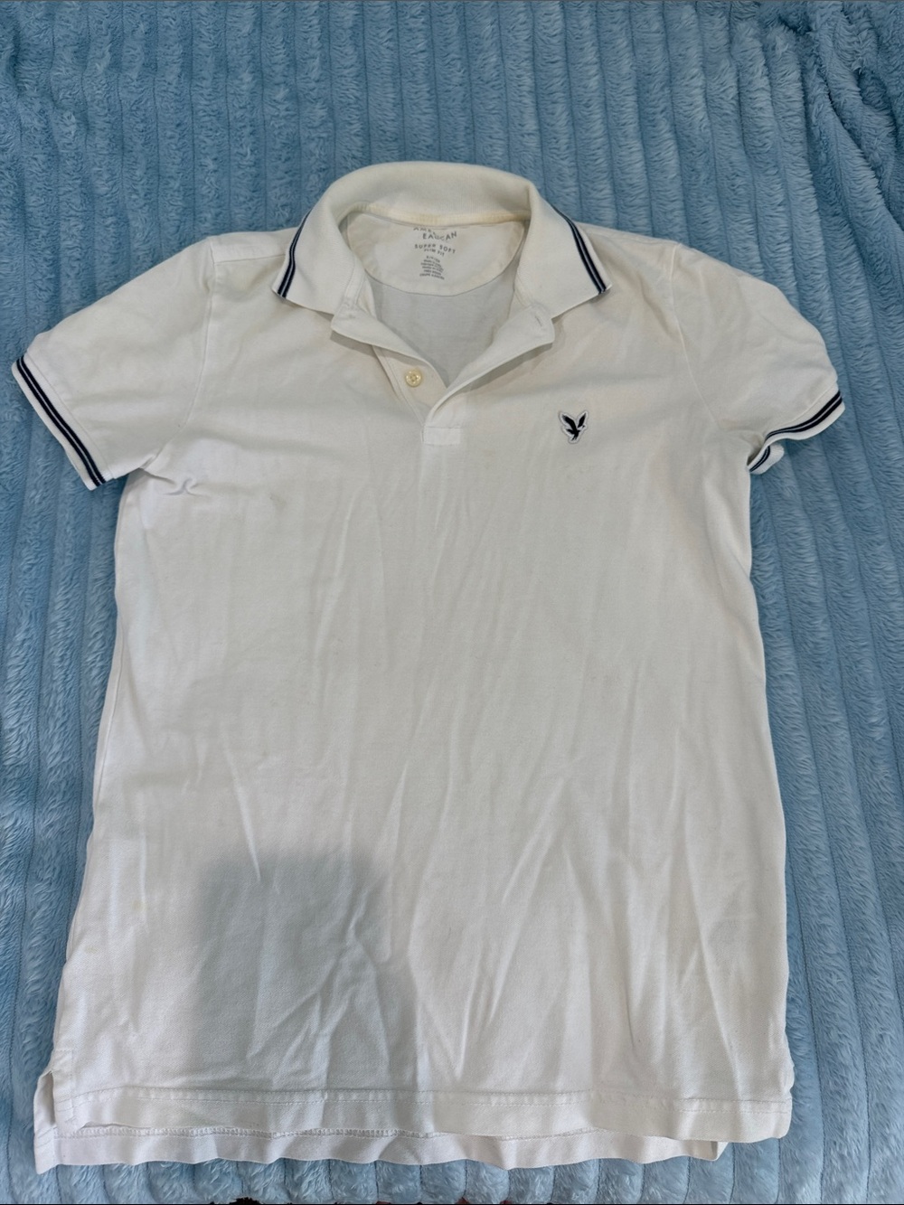 Men's White Polo Shirt with Contrast Trim - American Eagle
